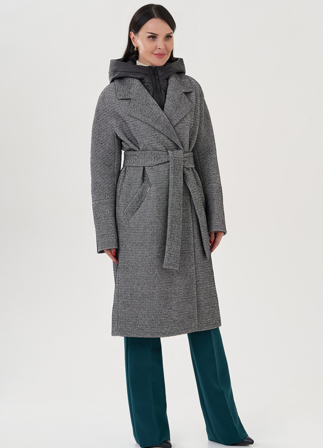  Женское ворсовое пальто  модель № 82088 меха малина