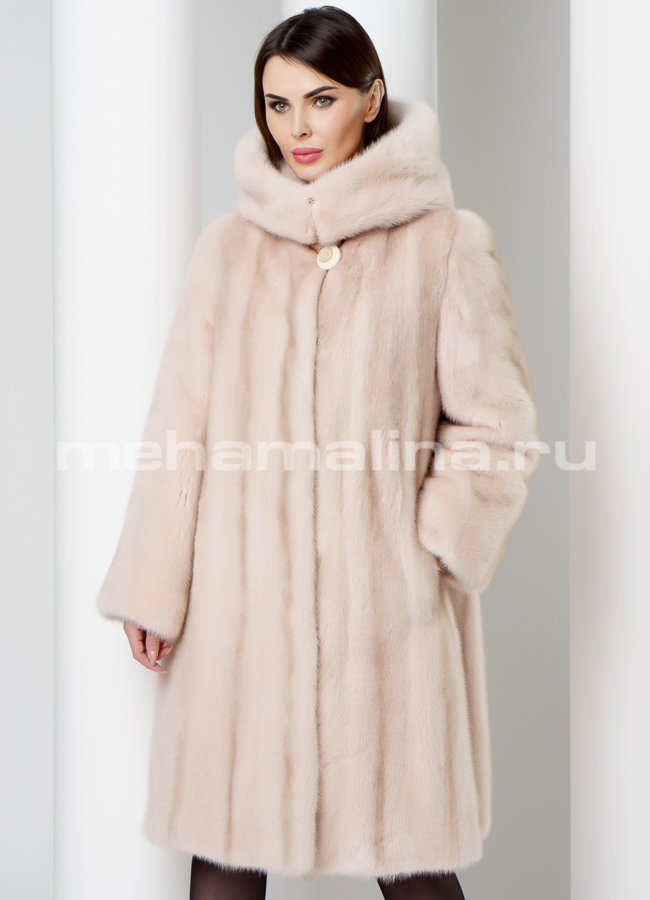 Светлая шуба из норки модель № S-569 универмаг малина