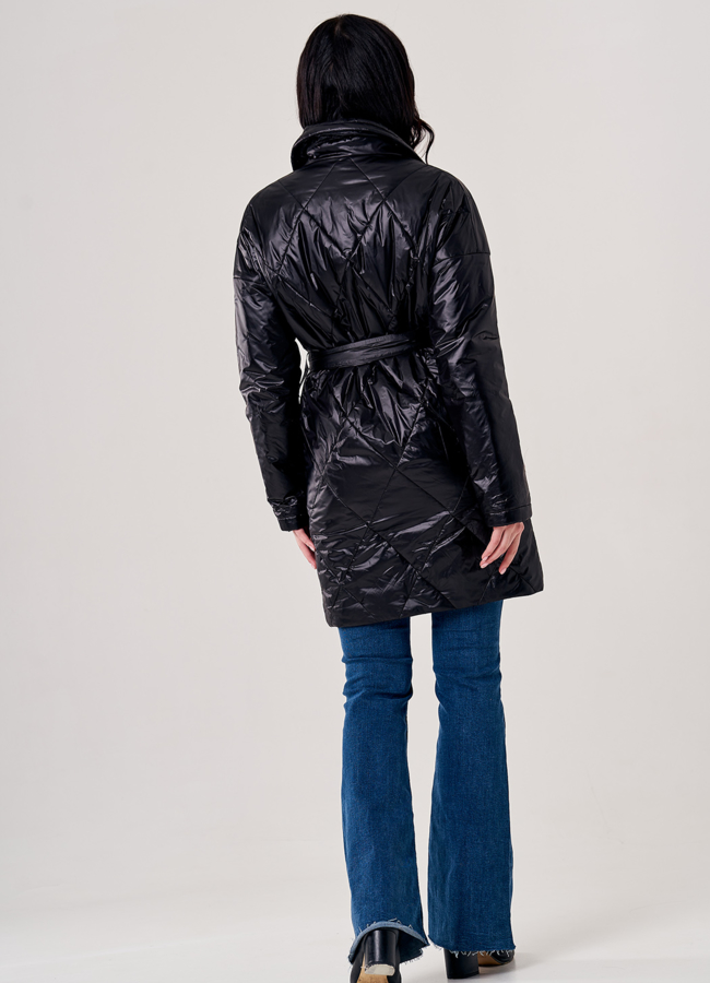 Пальто укороченное демисезонное черного цвета модель № 20493 универмаг малина