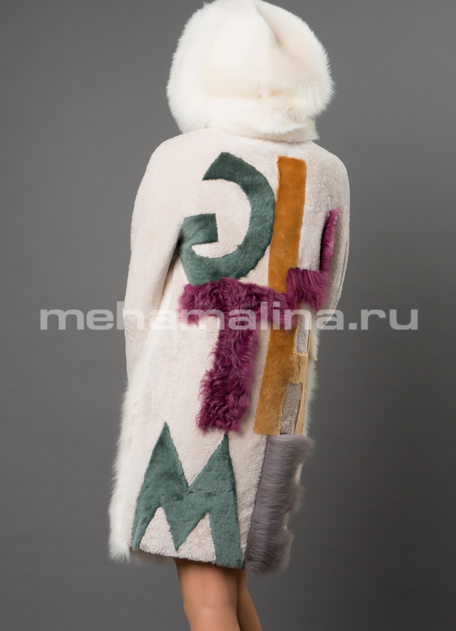 Белая шуба модель № D-251 универмаг малина