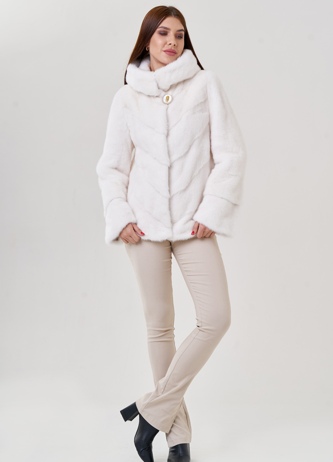 фото Куртка из норки в белом цвете модель № 79057