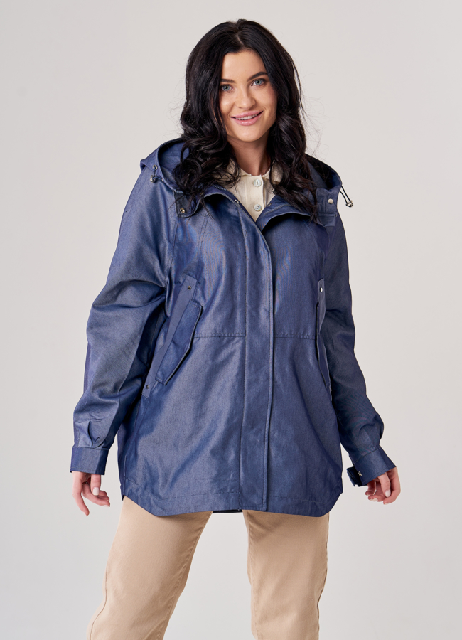 Ветровка женская синего цвета модель № T4F W9638 меха малина