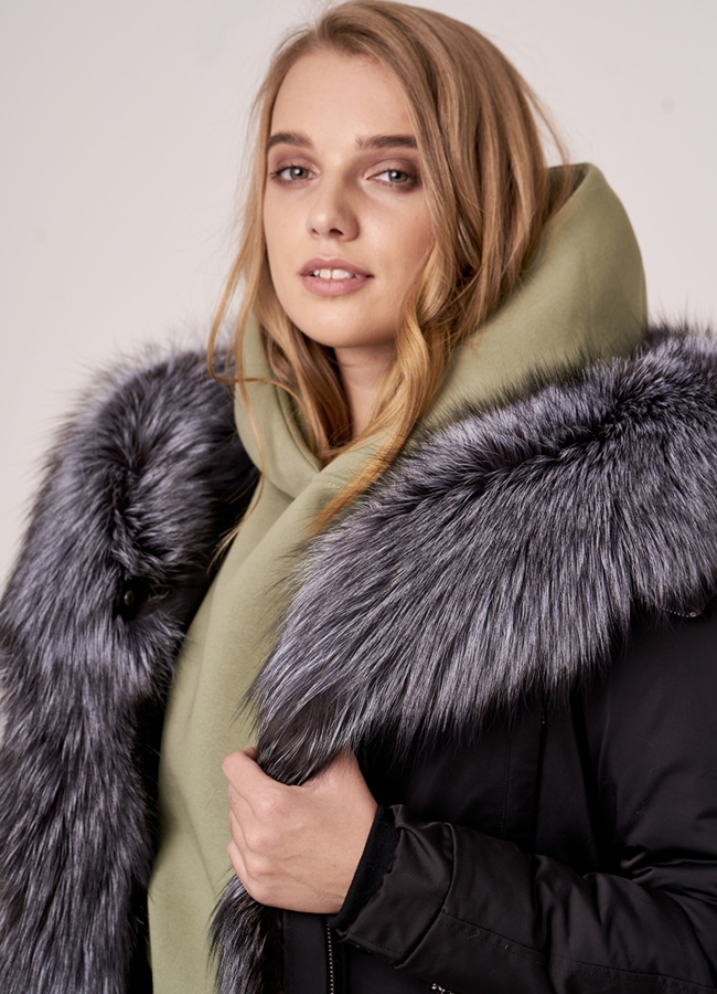 Укороченная парка с чернобуркой модель № 19096 универмаг малина