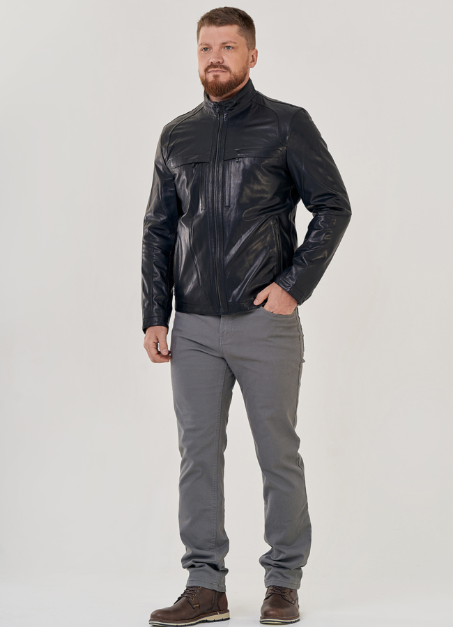 Мужская кожаная куртка  модель № 23143 универмаг малина