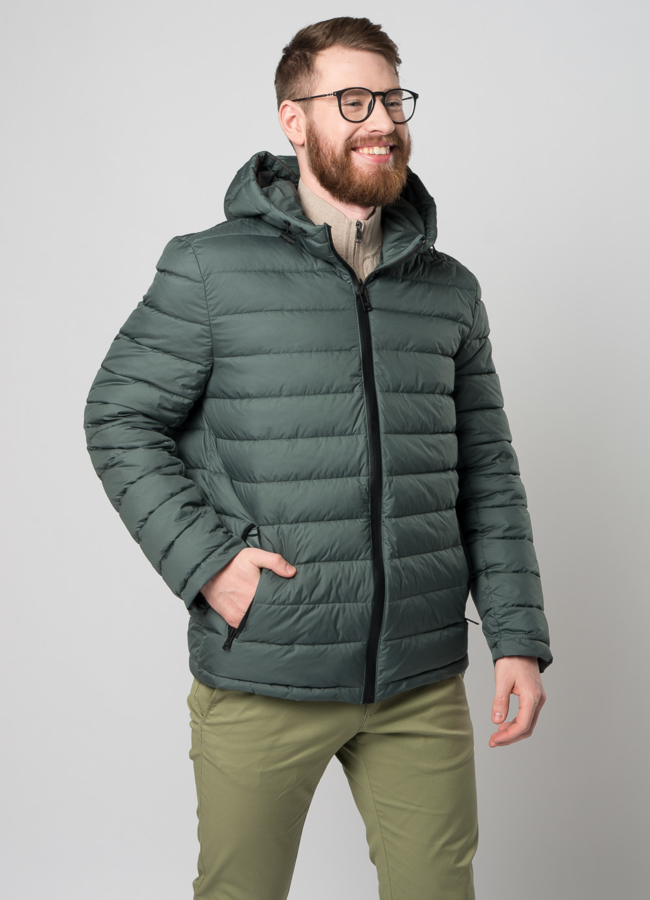 Мужская утепленная куртка с капюшоном модель № M9033 универмаг малина