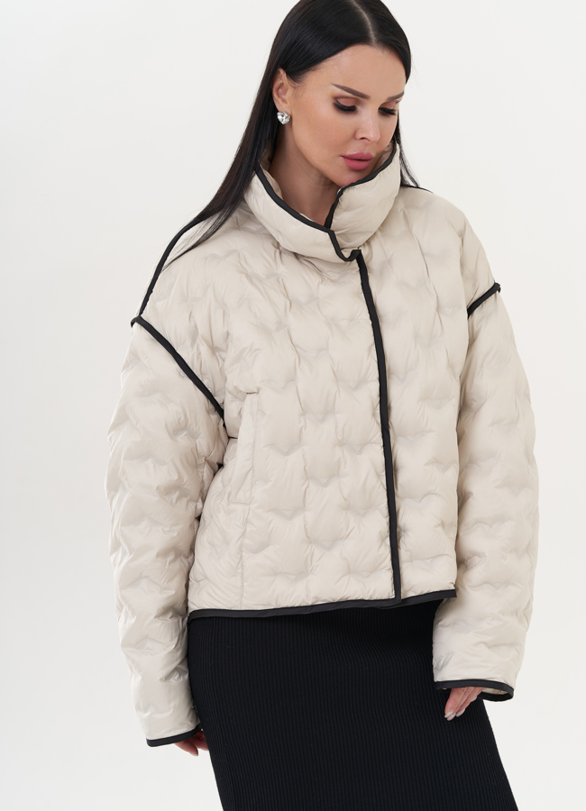 Женская легкая куртка в бежевом цвете модель № 26664 универмаг малина