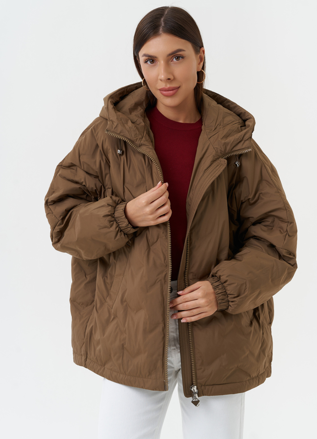 Женская куртка оверсайз с капюшоном модель № 27870 универмаг малина