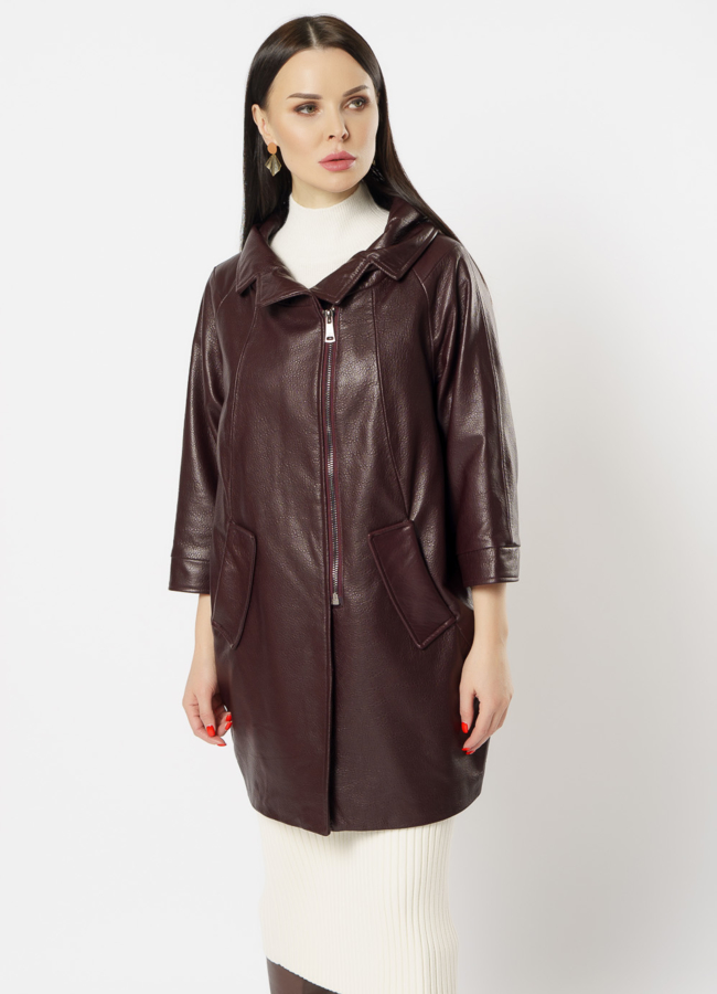 Кожаное пальто модель № 10865 универмаг малина