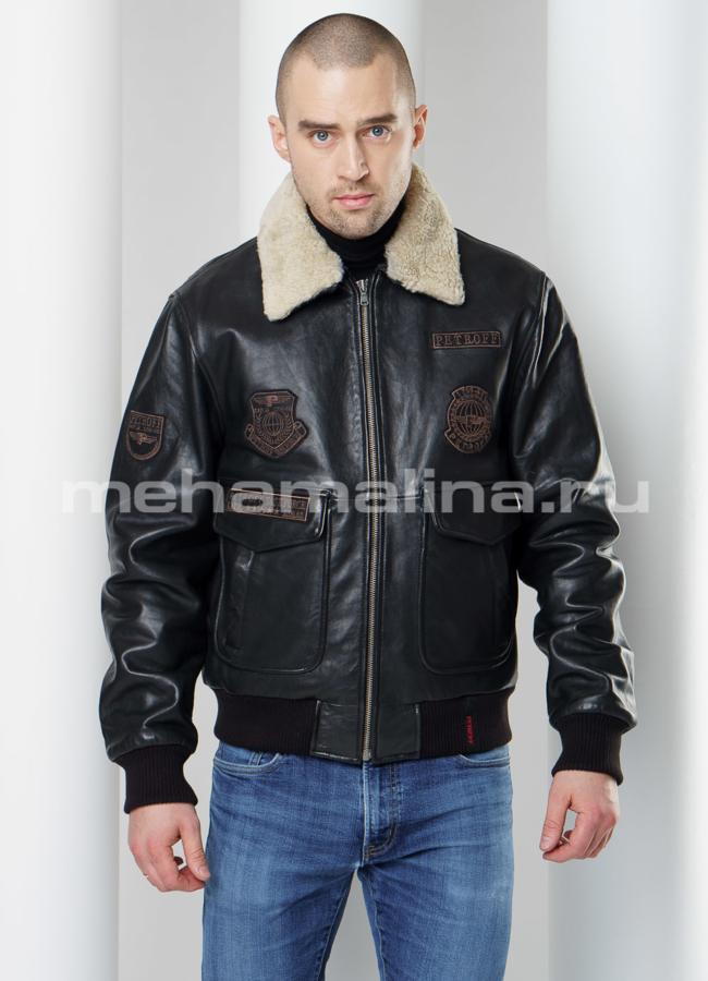 Кожаная утепленная куртка модель № KP-220 универмаг малина