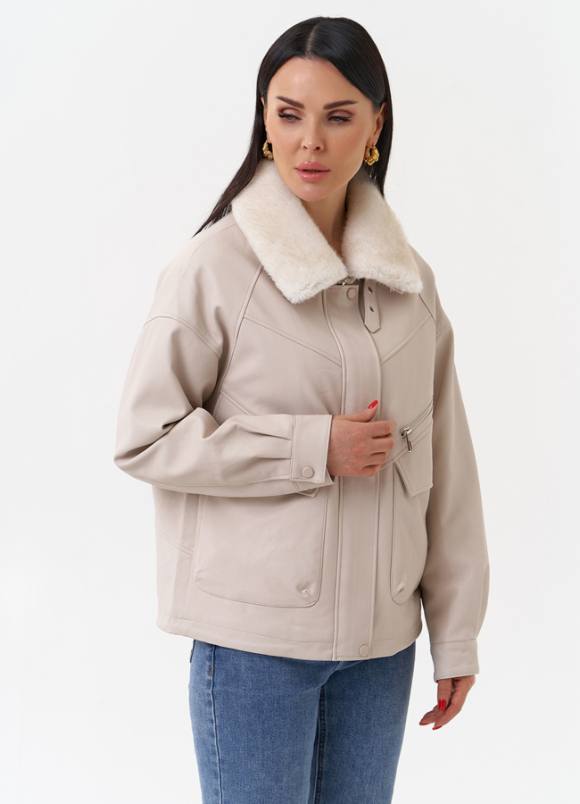 Демисезонная куртка из эко материалов модель № 2180 универмаг малина