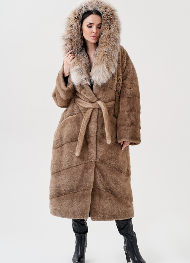 Норковая шуба с рысью модель № 23079 универмаг малина