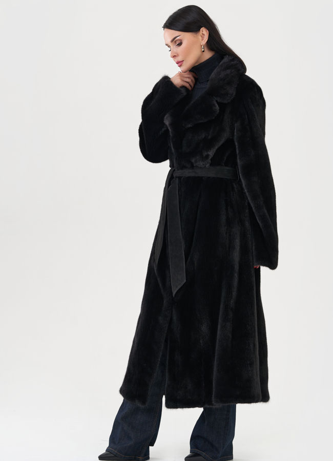 Шуба из меха норки с английским воротником модель № 24721 универмаг малина