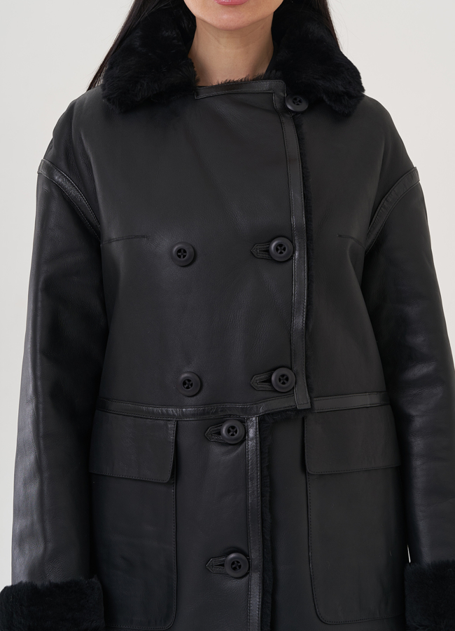 Женская дубленка с английским воротником  модель № 26044 универмаг малина