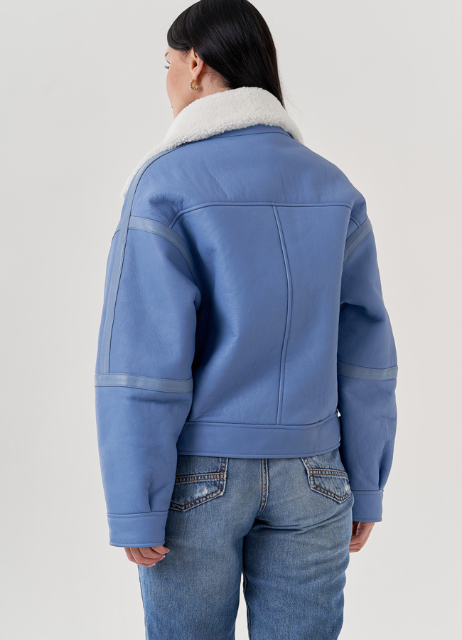 Женская дубленка косуха  модель № 79591 универмаг малина