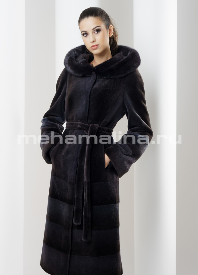 Шуба из нутрии модель № S-463 меха малина