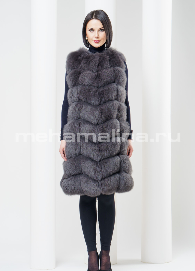 Жилет из песца, цвет графит модель № M-82 в рассрочку