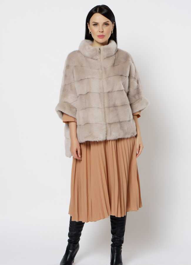 фото Пончо из норки на молнии модель № 1215