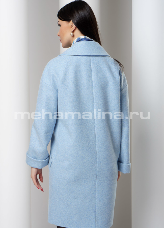 фото Пальто в голубом цвете, на кнопках модель № 241
