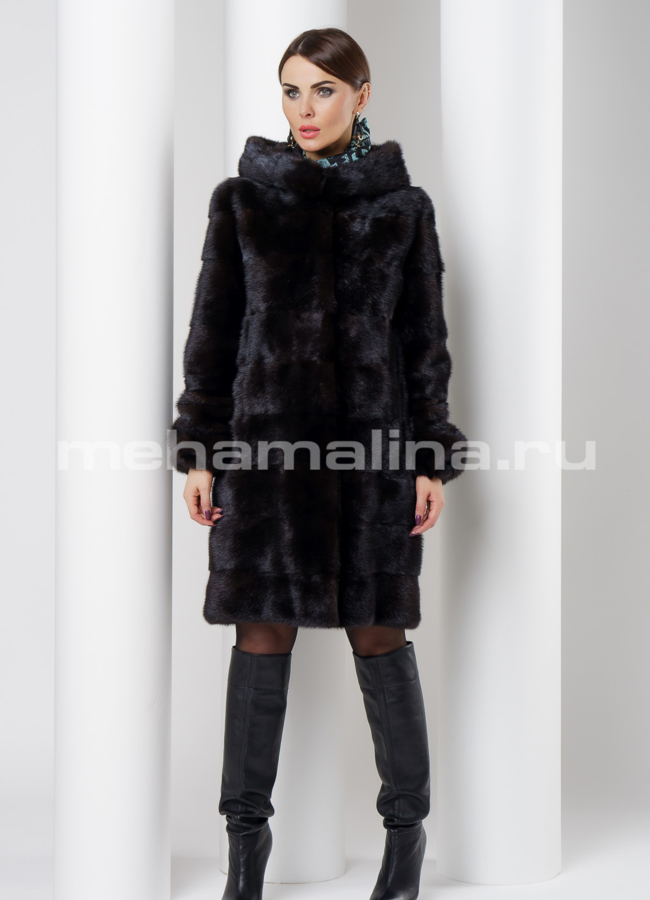 Шуба с капюшоном модель № S-525 в рассрочку