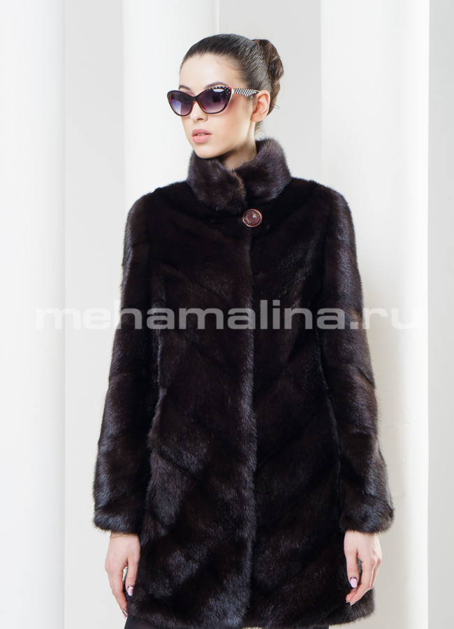 Шуба норка, воротник стойка 