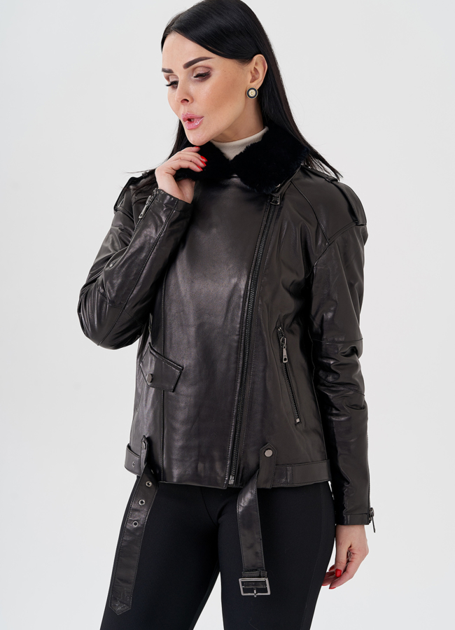 Женская куртка - косуха из натуральной кожи модель № 24083 универмаг малина