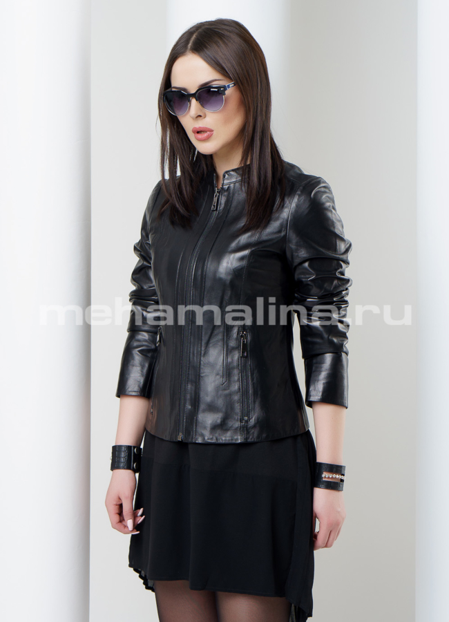 Кожаная куртка модель № K-341 универмаг малина