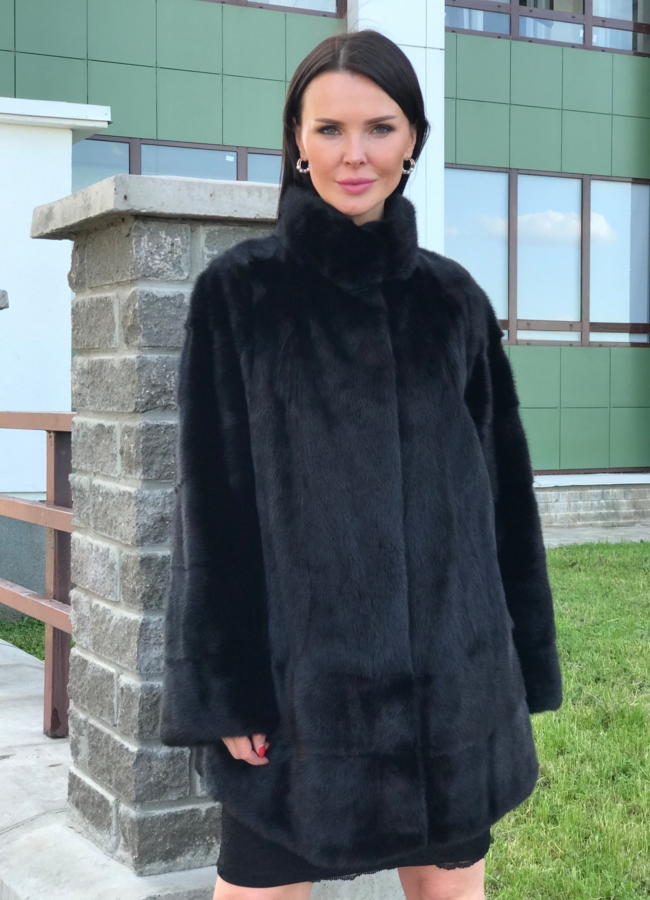 Норковая шуба с воротником стойкой модель № 4004 в рассрочку