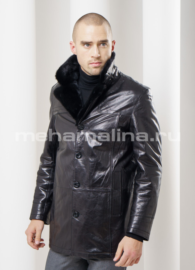 Дубленка удлиненная модель № DM-92 меха малина