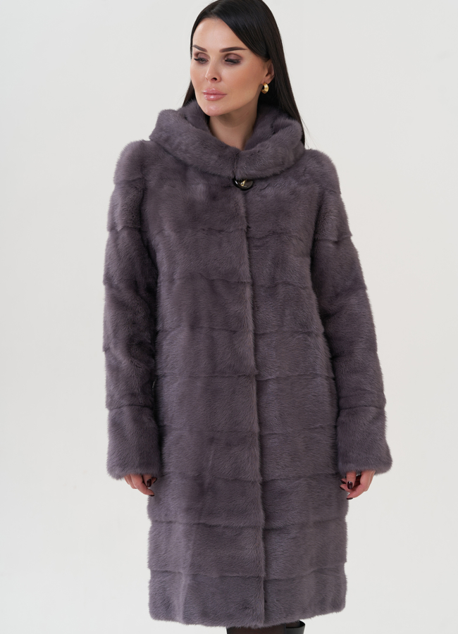 Шуба из норки с капюшоном  модель № 25896 в рассрочку