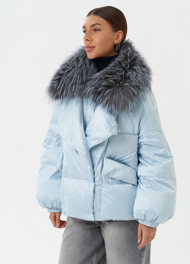 Куртка с мехом енота модель № 28831 в рассрочку