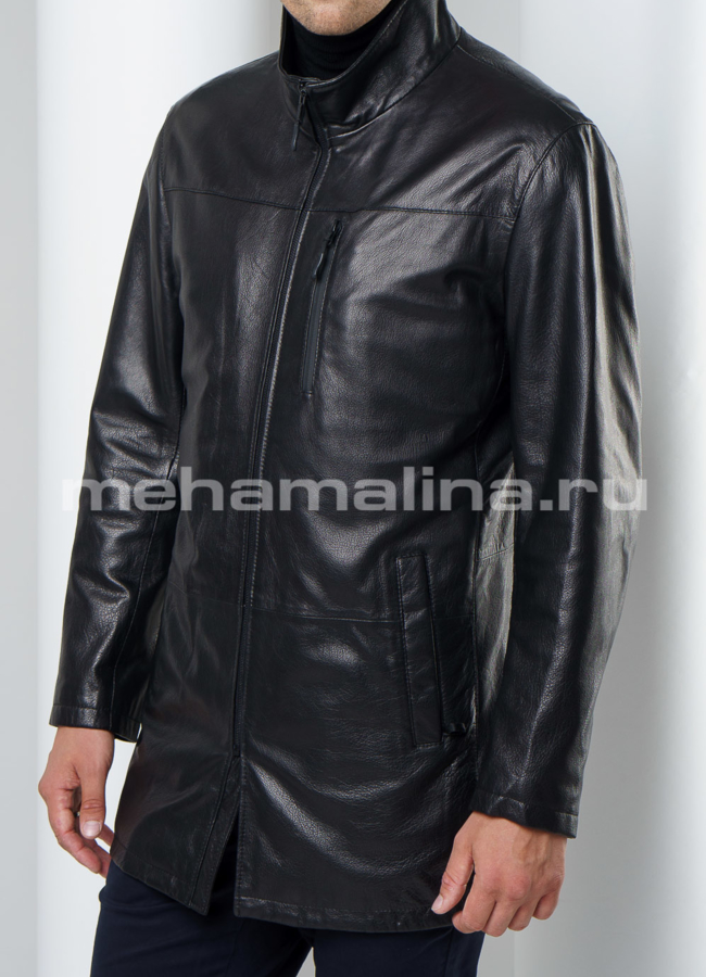 Кожаная куртка модель № KP-190 универмаг малина