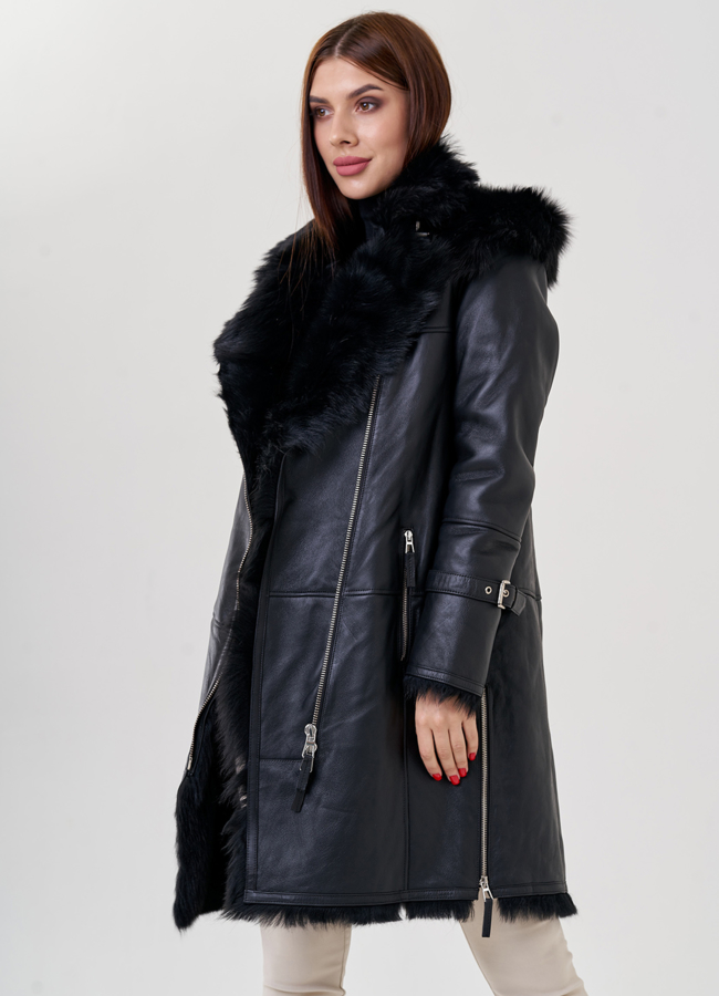 Натуральная дубленка на тоскане модель № 21845 универмаг малина