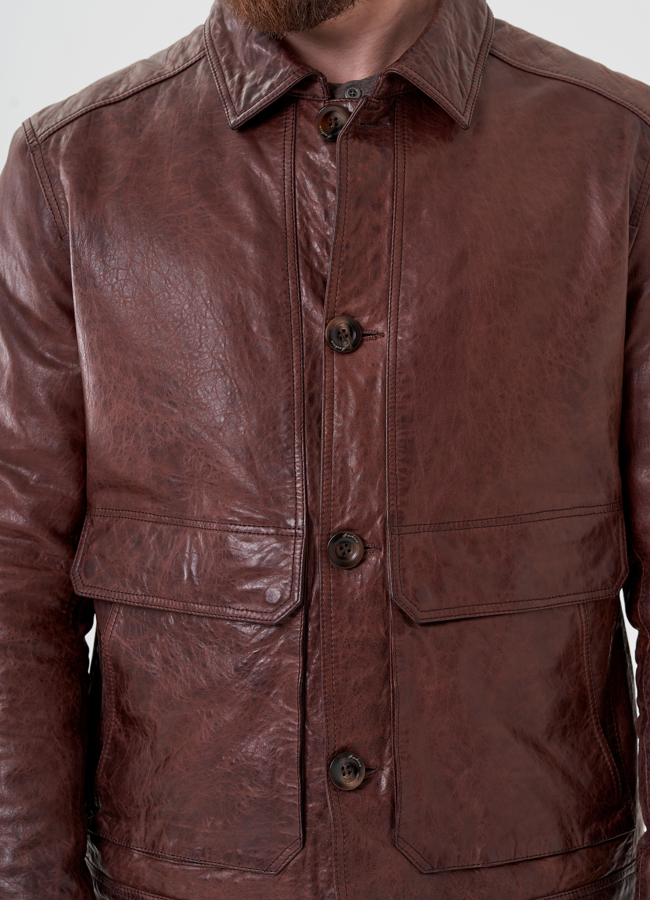 Мужская кожаная куртка  модель № 24440 универмаг малина
