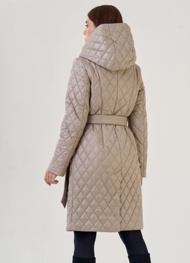 Женское утепленное полупальто с капюшоном  модель № 23282 универмаг малина