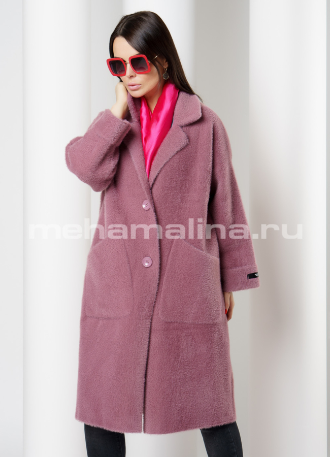 Пальто oversize с английским воротником на кнопках модель № 9807 универмаг малина