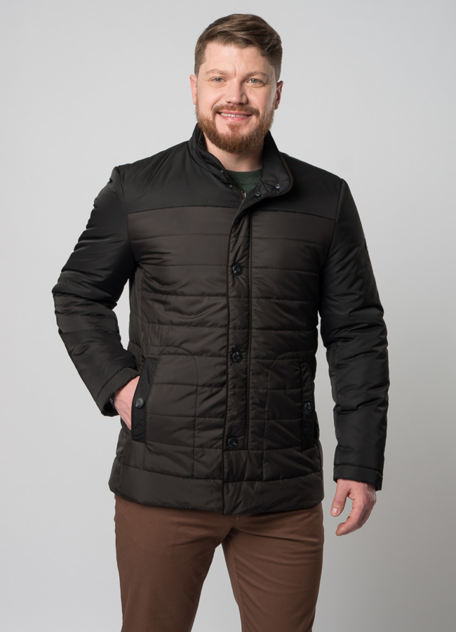 Мужская утепленная куртка черного цвета модель № H-330B в кредит