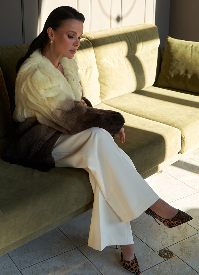 Шуба из меха кролика с градиентом модель № 28154 универмаг малина