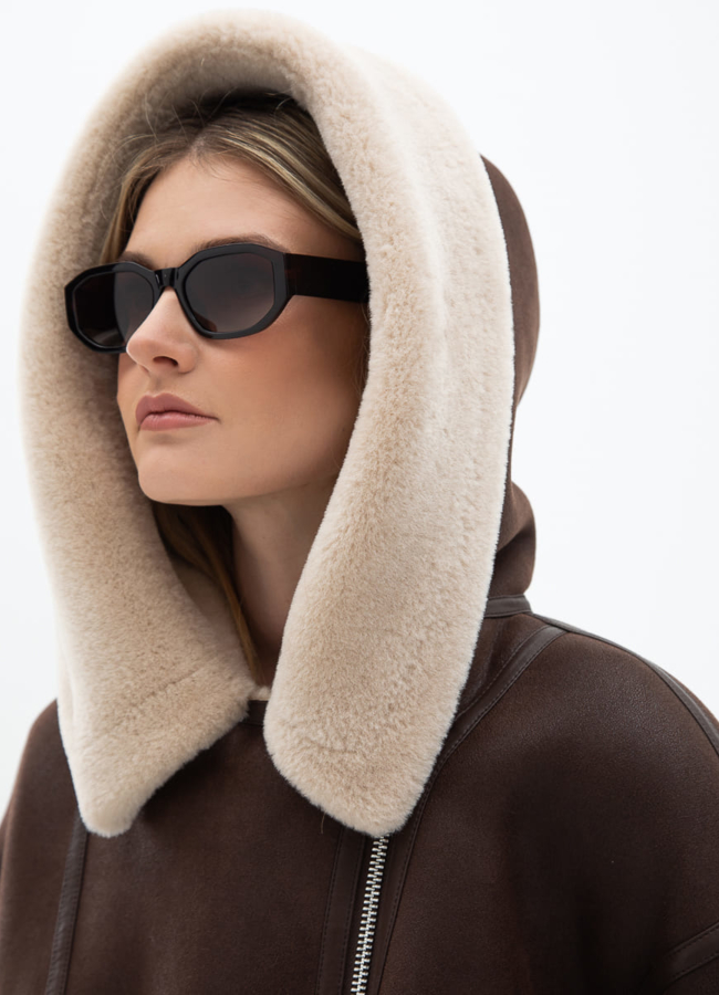 Женская удлиненная дубленка из эко кожи модель № 31870 универмаг малина