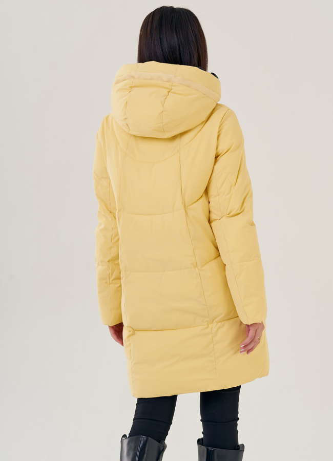 Женский пуховик с капюшоном  модель № 3316 универмаг малина