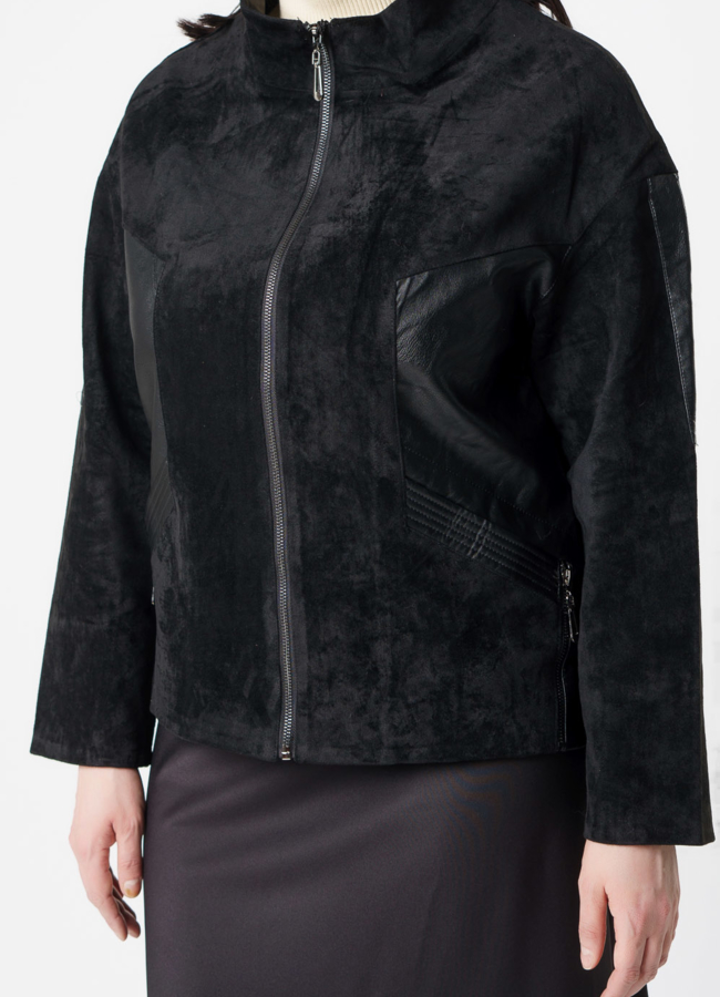 Куртка женская из эко кожи черного цвета модель № 8856 универмаг малина