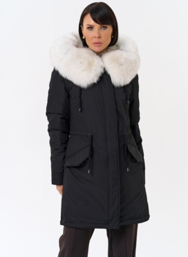 Женская парка с капюшоном из меха песца