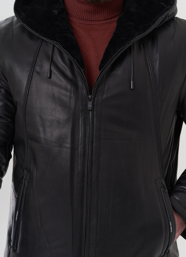 Куртка из натуральной кожи черного цвета модель № 26180 универмаг малина