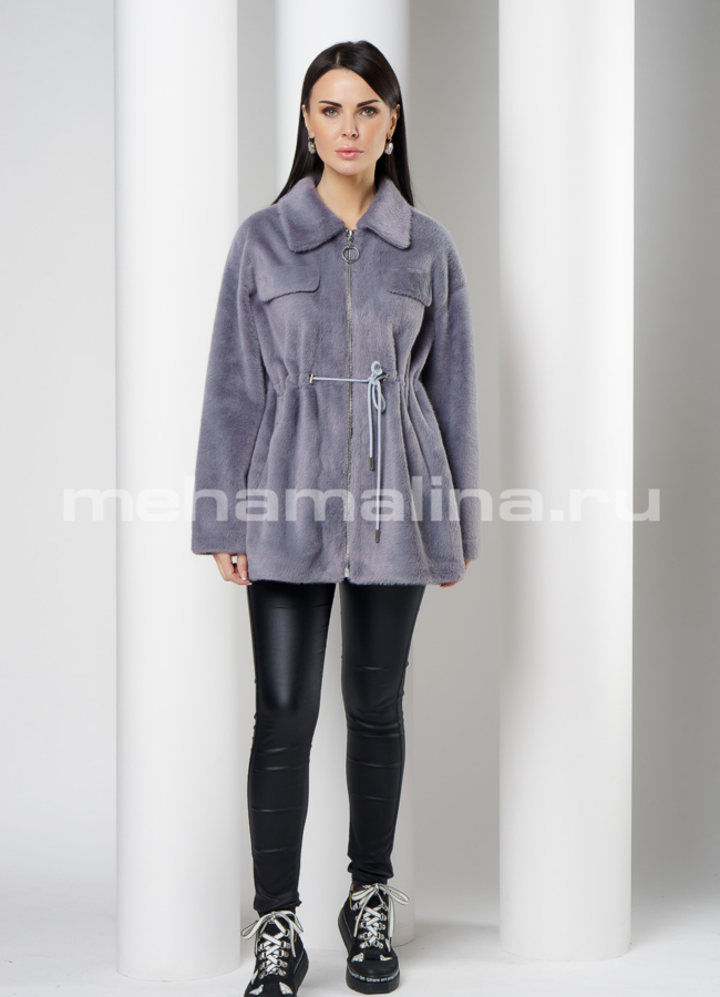 фото Женское пальто из ворсовой ткани модель № 035