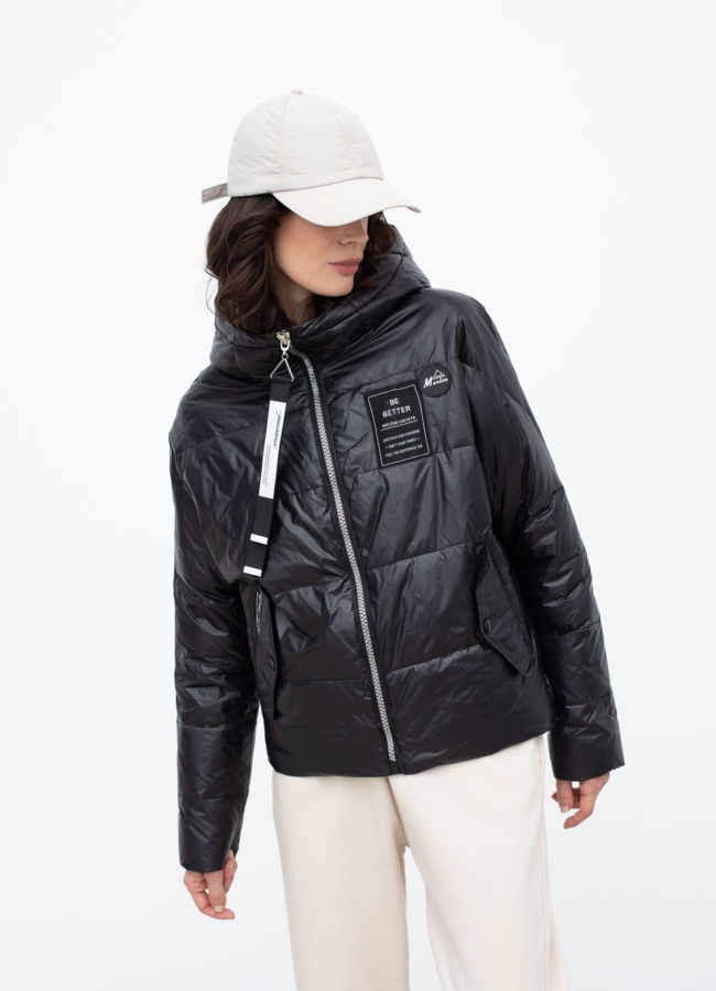 Женская утепленная куртка с капюшоном  модель № 22518 меха малина