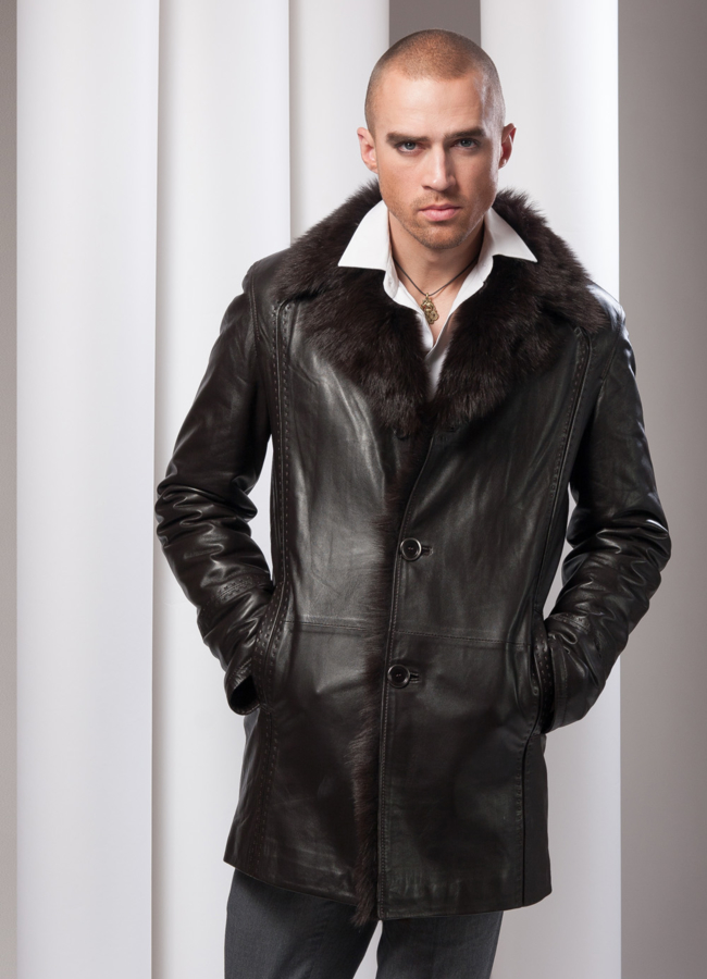 Дубленка модель № DM-52 меха малина