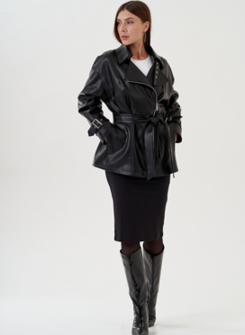 Куртка женская из эко кожи с поясом