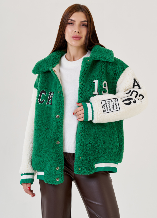 Женская куртка из искусственного меха  модель № 23418 меха малина