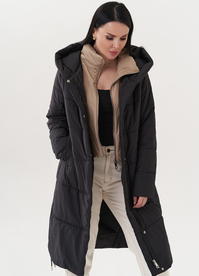 Удлиненная куртка с манишкой модель № 26743 в рассрочку