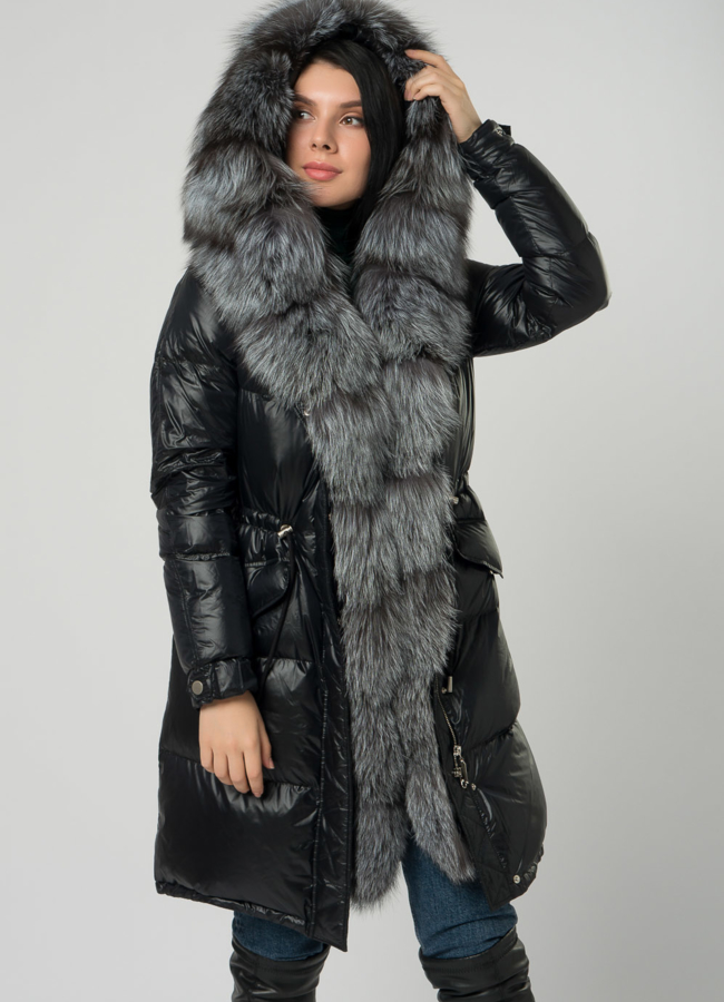 Парка с мехом чернобурки модель № 21882 универмаг малина