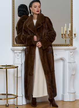 Длинная шуба из меха скандинавской норки